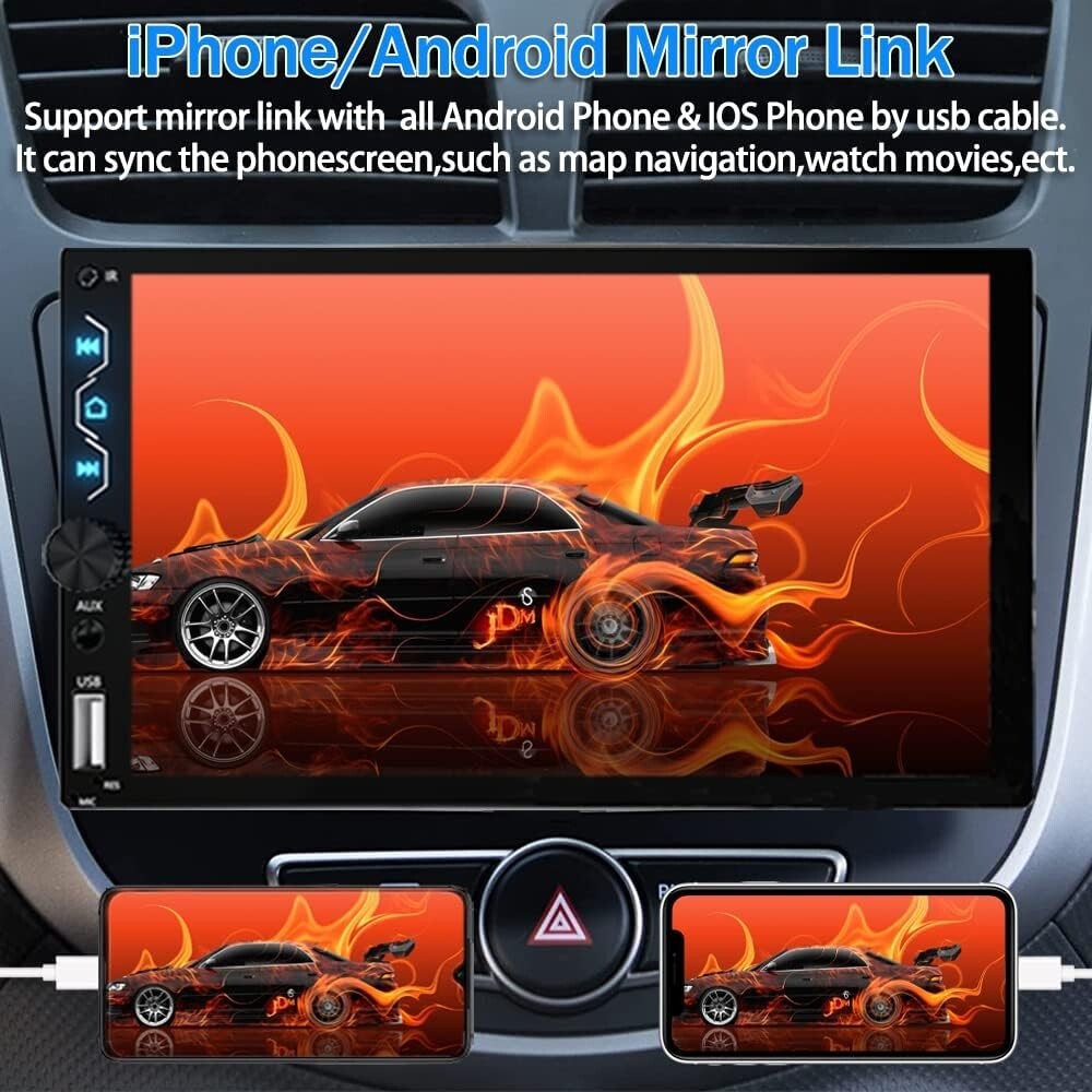 All-in-One 7-Inch Double Din Car Stereo with Dash Cam & Apple Carplay
