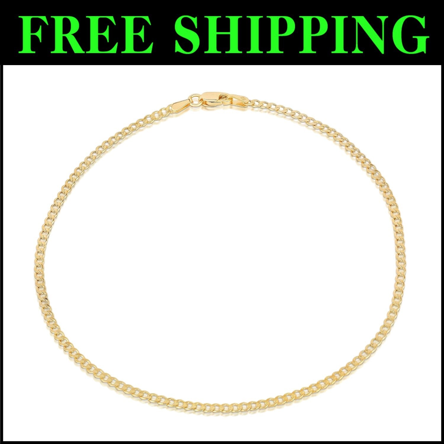 Elegant 14K Gold Anklet - 10 Inch Flat Mariner Chain for Classy Women