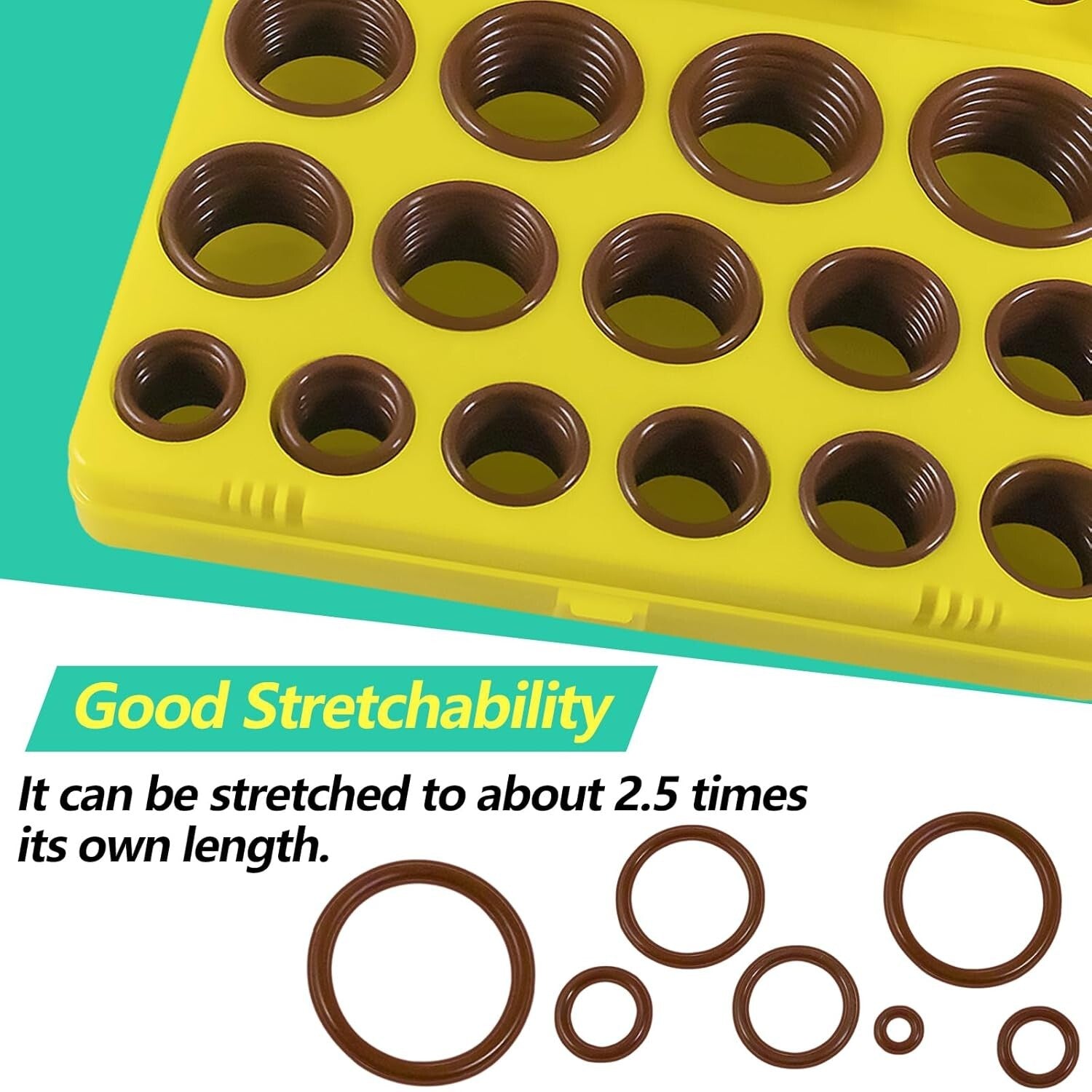 382 PCS Viton O-Ring Kit — 30 SAE Sizes for Automotive & Aerospace Repairs