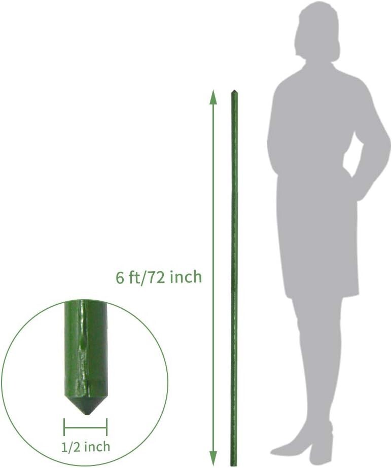 50 Pack of Heavy-Duty 6ft Plant Stakes for Strong Tomato and Climbing Support