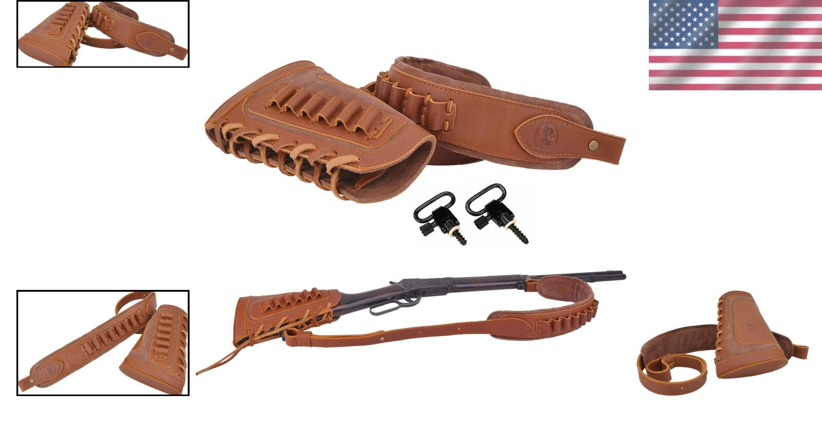 Ergonomic Leather Buttstock with Adjustable Rifle Sling for .30-30 & Beyond