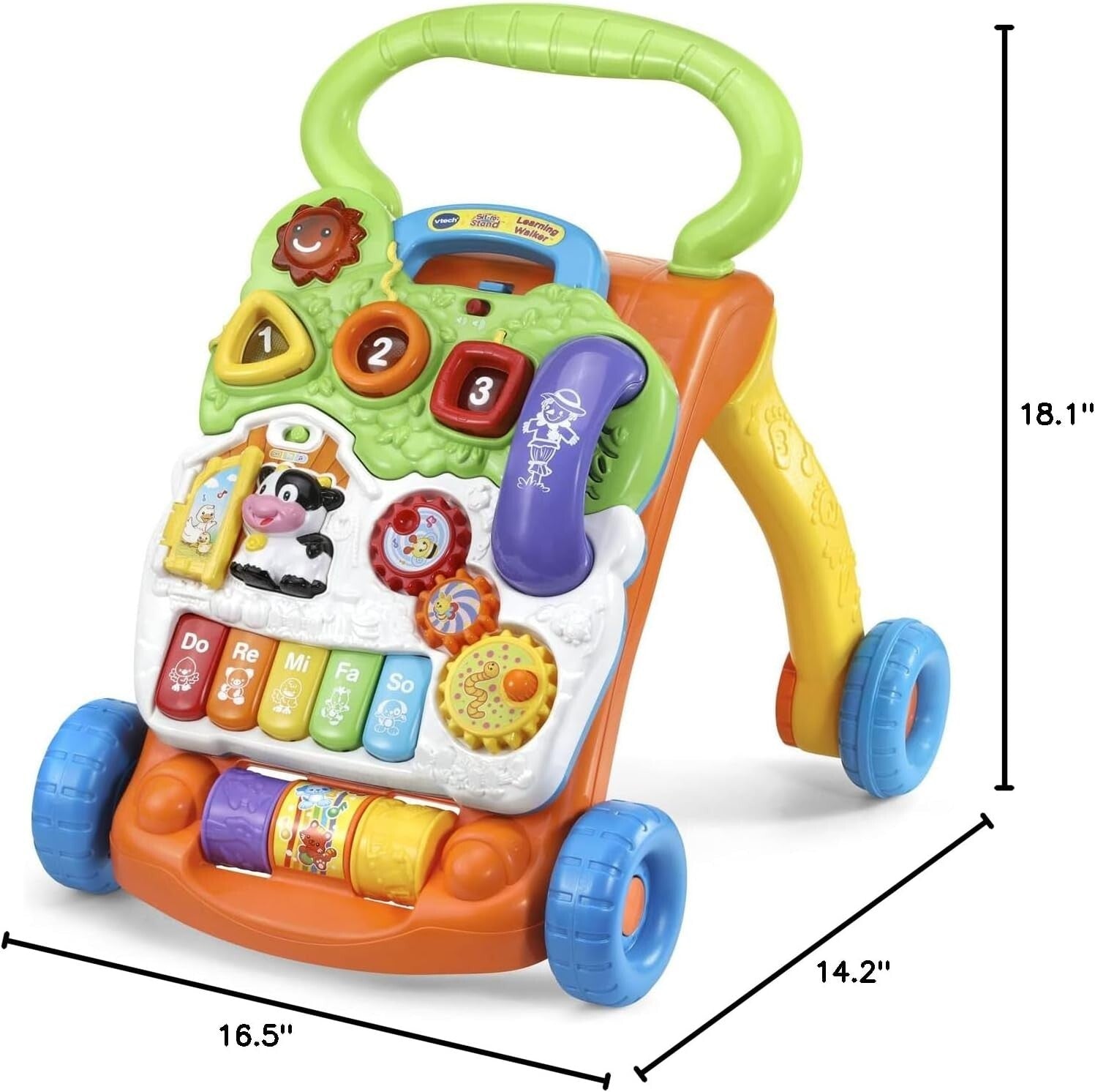 Adjustable Sit-to-Stand Learning Walker with Musical Tray and Motor Skill Toys