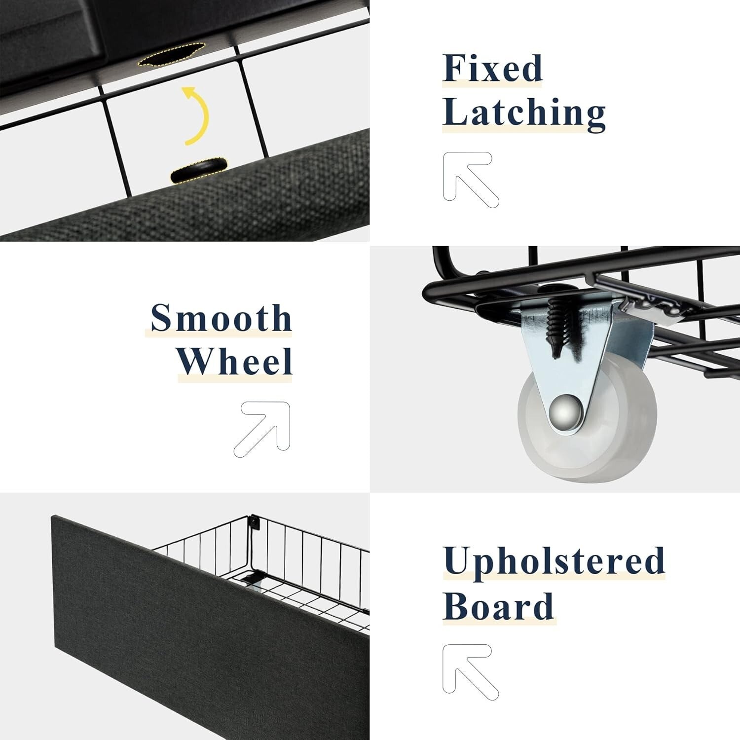 Durable Linen King Bed Frame with 4 Under-Bed Storage Drawers - Fade Resistant