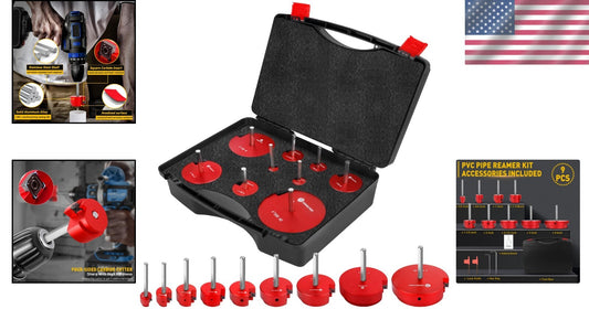 Durable aluminum 9-Piece Pipe Reamer Set: 1/2 to 4 Inch Sizes, Easy Transport
