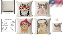 Load image into Gallery viewer, Creative Cat-Themed Decorative Pillow Covers, 4 Pack 18" x 18" Zippered Design