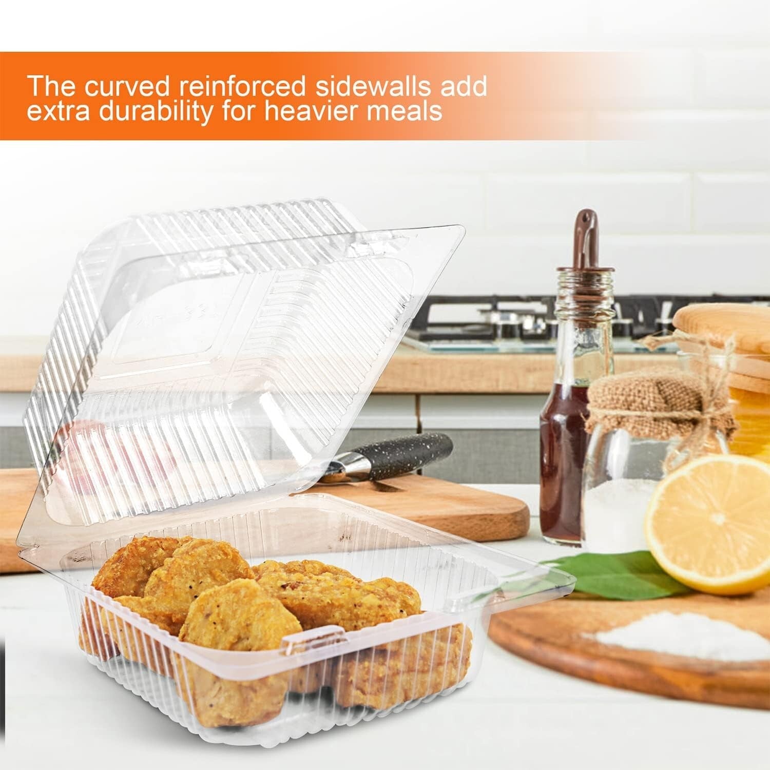 Durable Clamshell Disposable Containers - Perfect for Salads, Desserts, and More