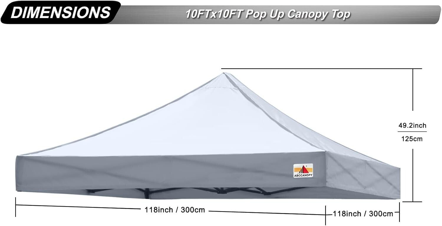 Ultra-Durable Gray Canopy Replacement for 10x10 Tents - UV Protection Included