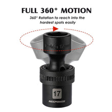 Load image into Gallery viewer, 15-Piece 1/2" Drive Metric Impact Socket Set - Chrome Moly Steel, Wobble Design