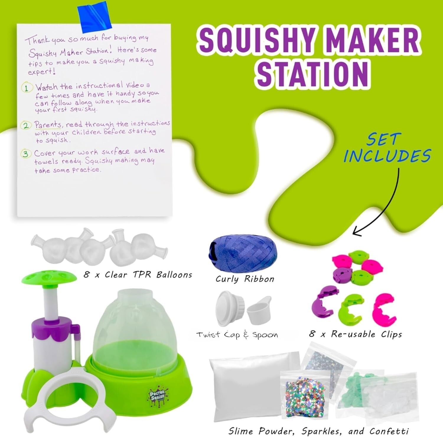 Customizable Squishy Maker Station with Glitter, Confetti & Reusable Clips