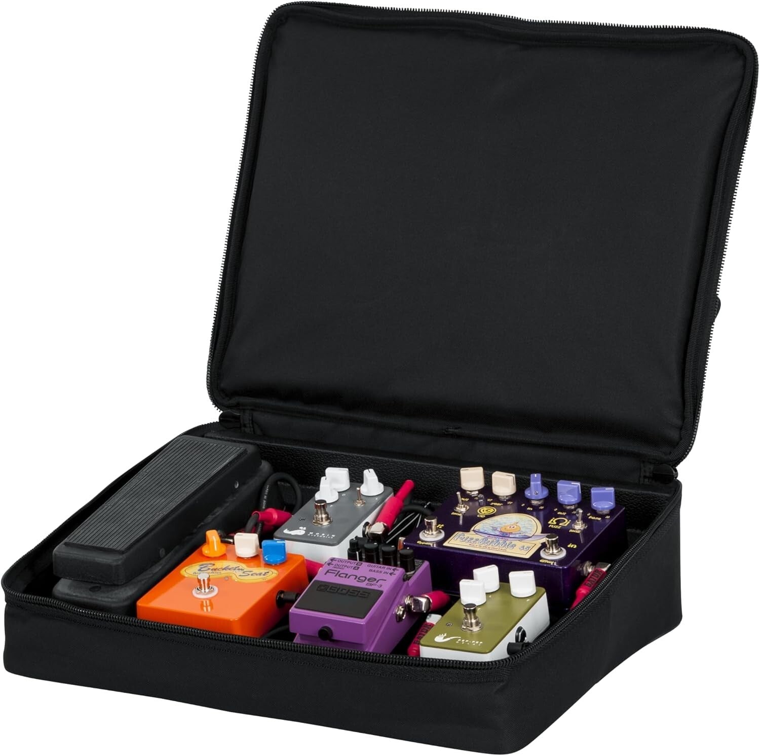 Durable Black Tolex Guitar Pedal Board with Built-In Power and Nylon Carry Case