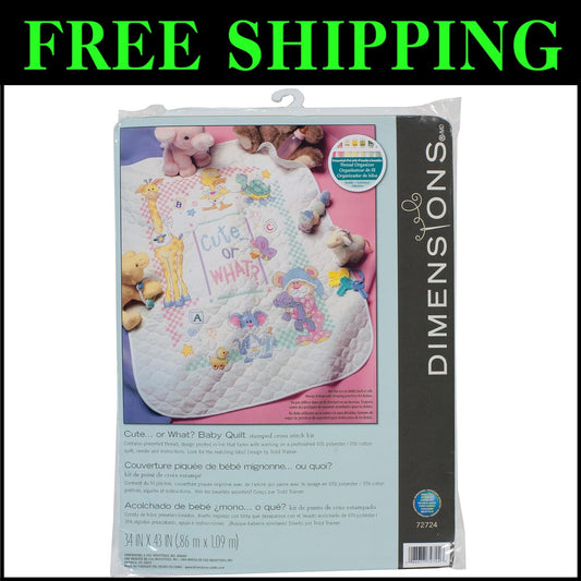 Unique DIY Stamped Cross Stitch Quilt Kit - Perfect for New Parents, 34'' x 43''