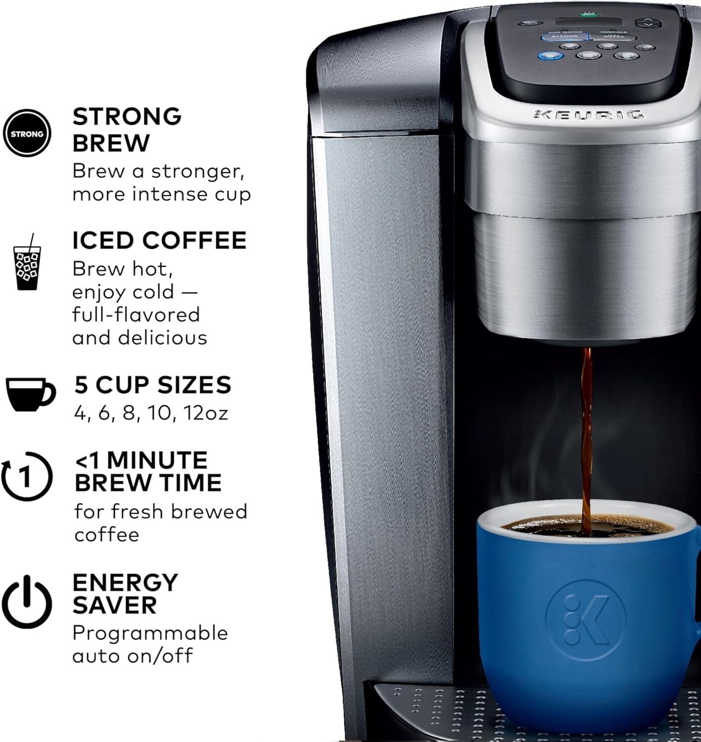 Versatile Single Serve Coffee Maker with Iced Setting & 75oz Water Reservoir