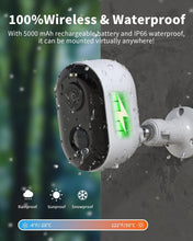 Load image into Gallery viewer, Battery Powered Outdoor Security Camera: Waterproof, 2-Way Talk, Solar Ready
