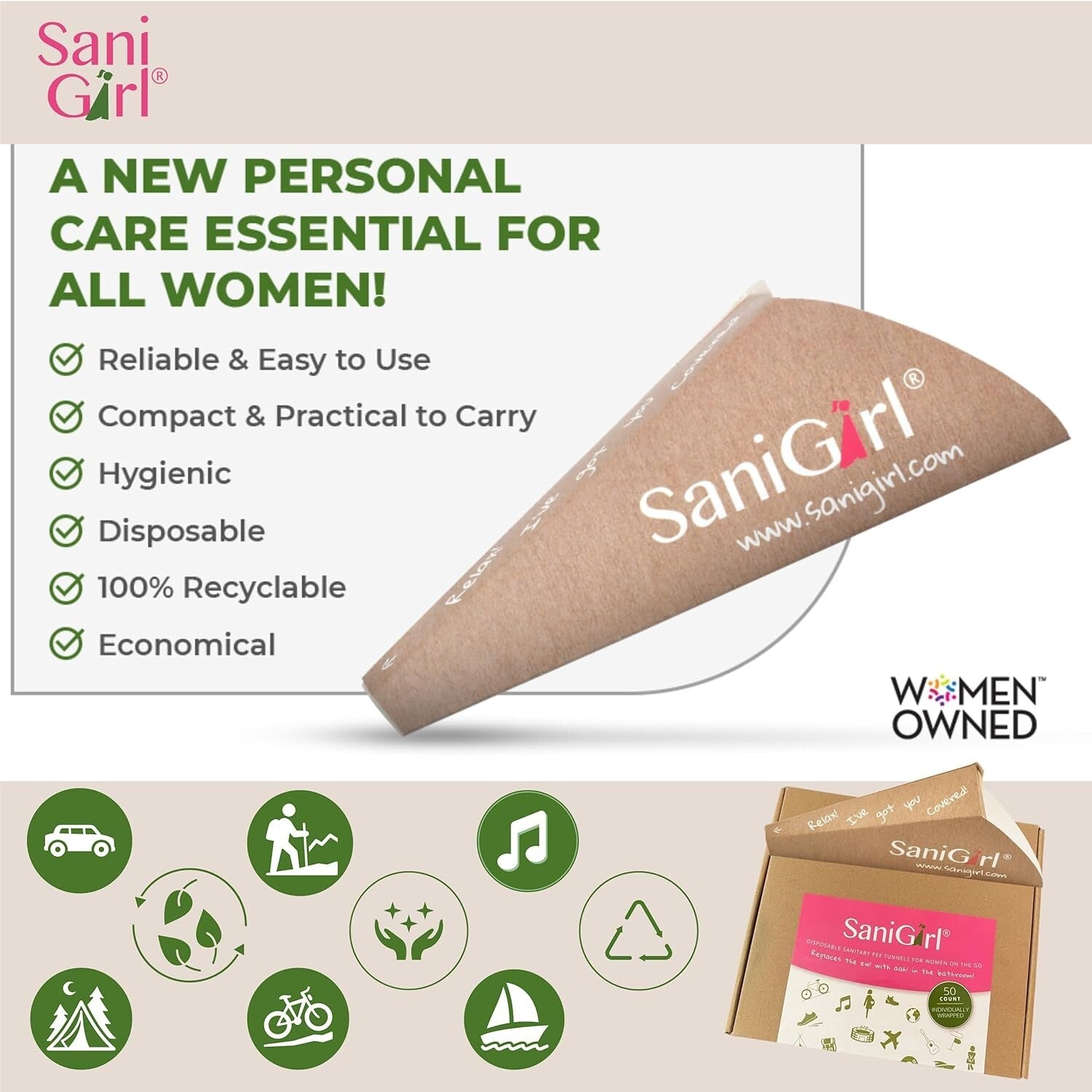 Eco-Friendly Female Urination Device - Compact Pee Funnels for Travel & Camping