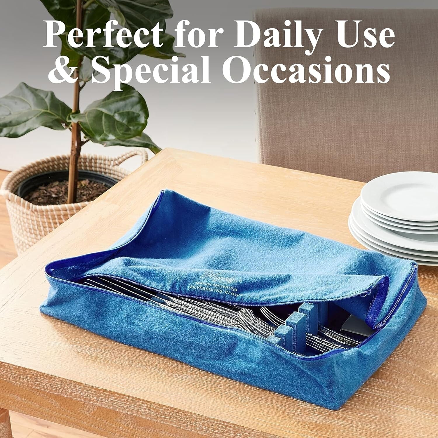 Zippered Flatware Storage Drawer Liner – Tarnish Preventive Silverware Organizer