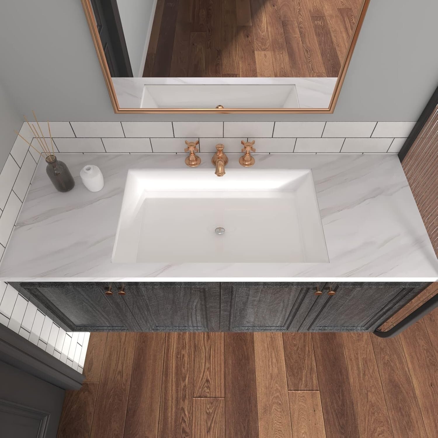 Self-Adhesive White Marble Contact Paper for Countertops & Cabinets - 35"x197"