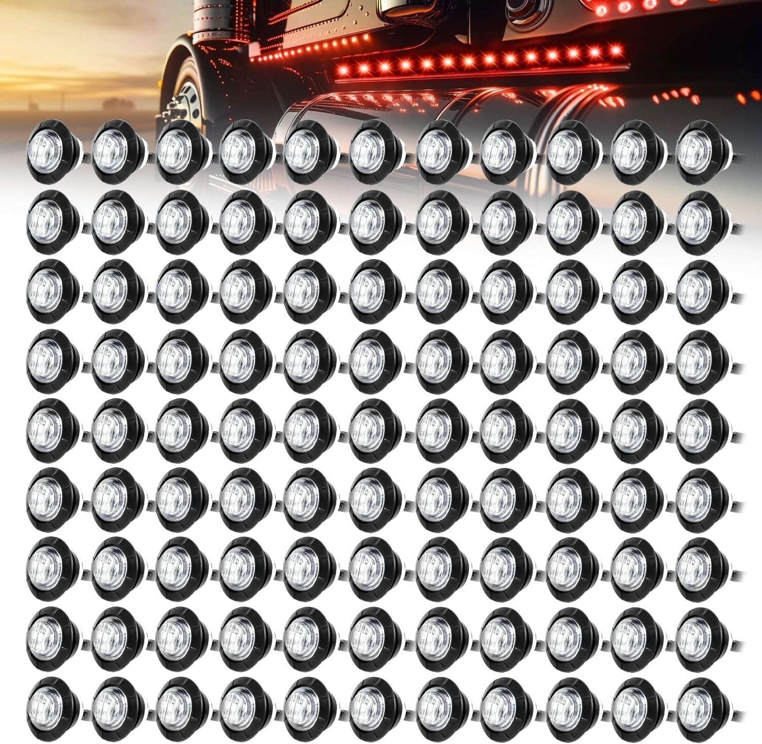 Durable 3/4 Inch LED Clearance Lights - Red & Clear Lens for Trucks/Trailers