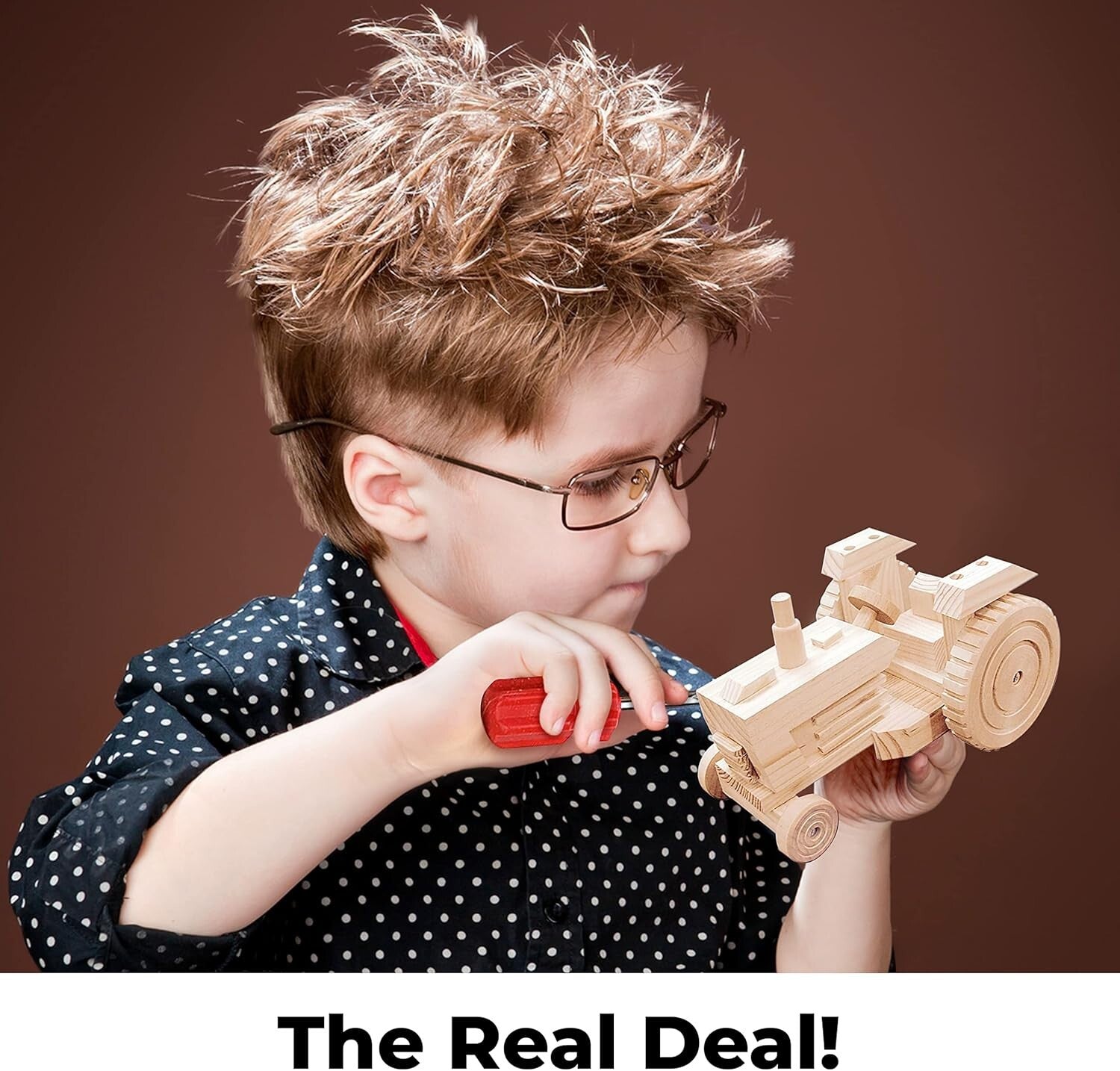 Educational Woodwork Building Kit - Tractor, Bulldozer & Racing Car Projects