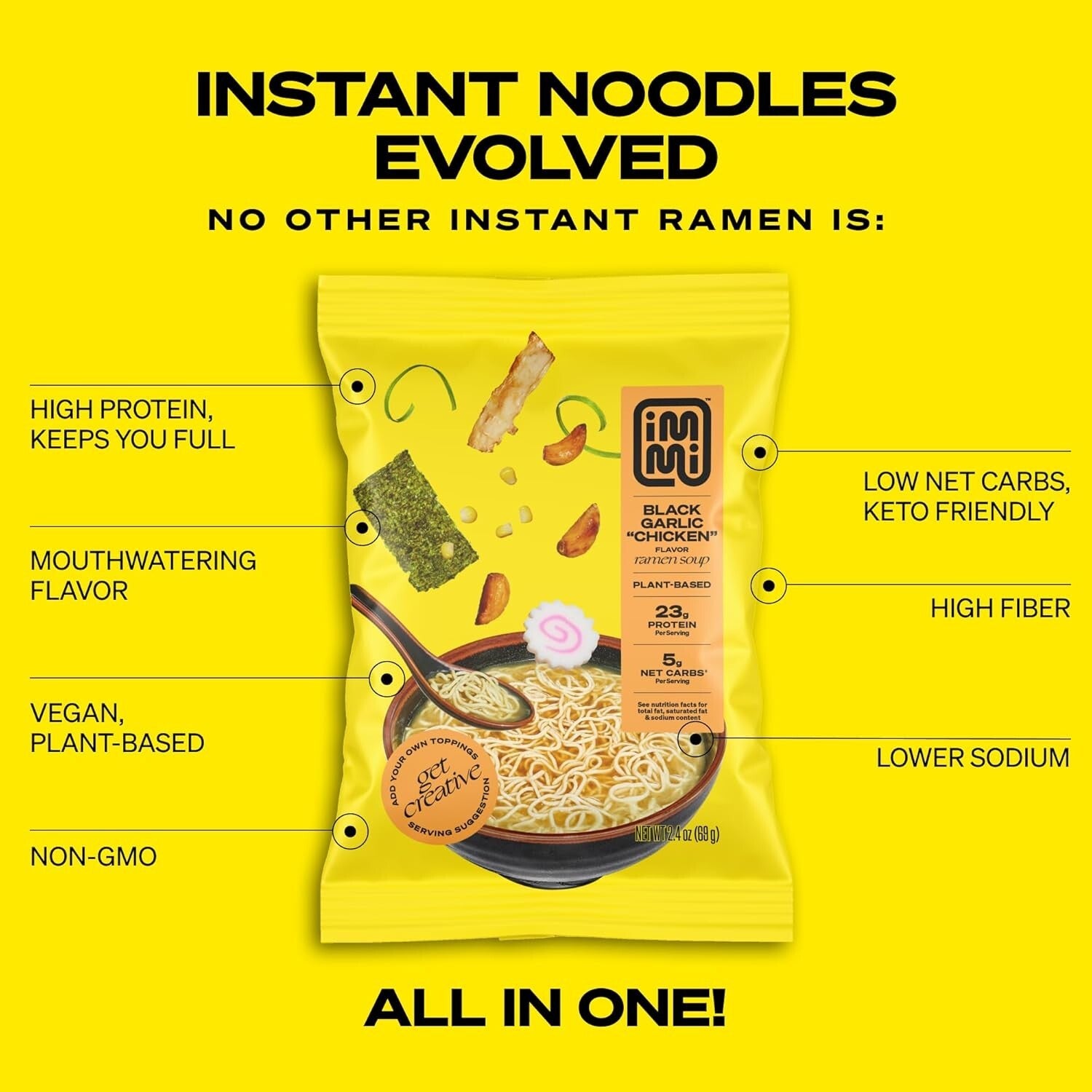 6-Pack Plant-Based Instant Ramen - Keto-Friendly, High Protein & Low Carb
