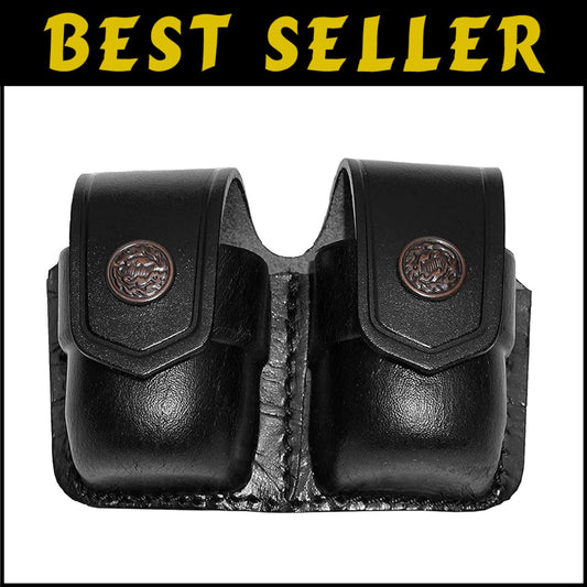 Genuine Cowhide Leather Double Speedloader Carrier for .38 Special & 357 Magnum