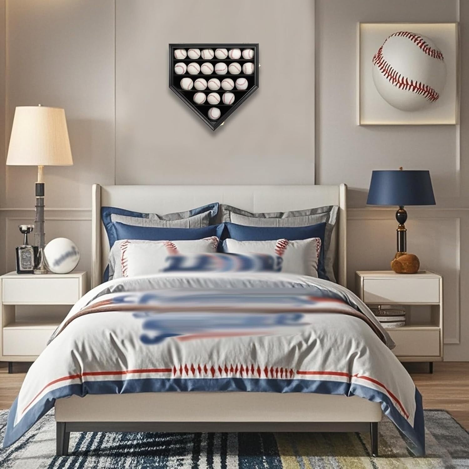 Black Wooden Baseball Display Cabinet with Gold Locks - Perfect for Collectors