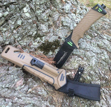 Load image into Gallery viewer, Versatile Brown Rubber Handle Bowie Knife with Firestarter &amp; Cord Cutter, 4.25"