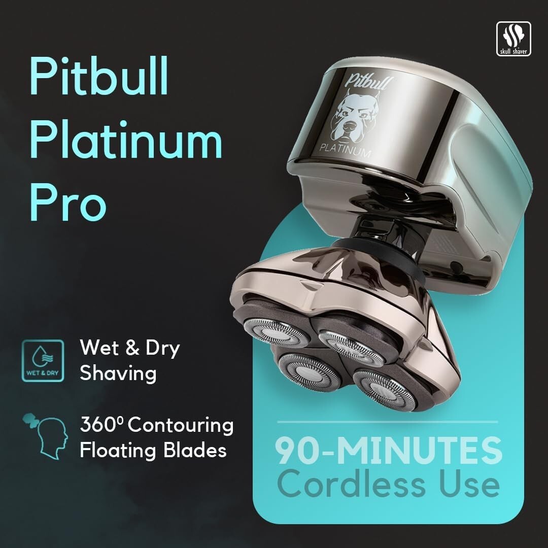 Pitbull Platinum PRO PX5 Waterproof Head and Face Shaver with Travel Case