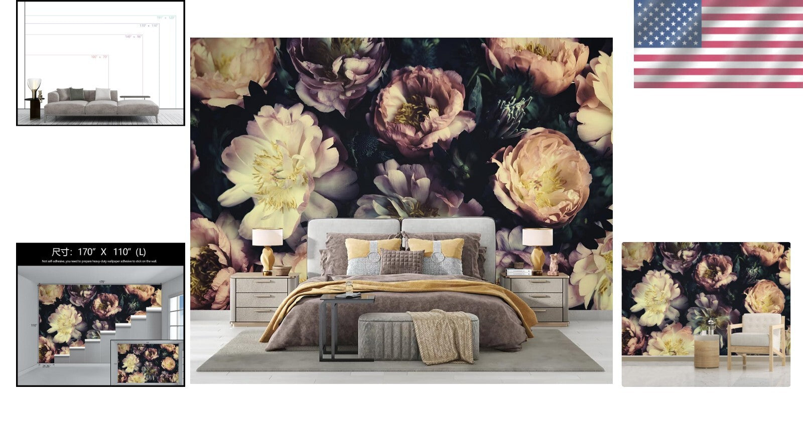 Sublime Silk Floral Wallpaper Mural with 3D Peony – Custom Size Available