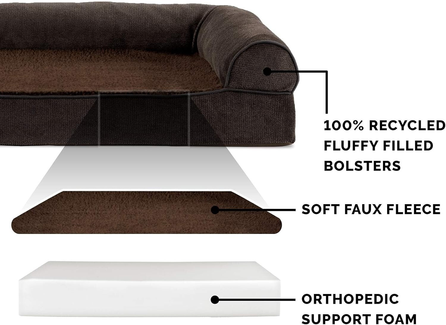 Comfortable Orthopedic Dog Bed, Coffee - Jumbo Plus Size for Dogs up to 125 lbs