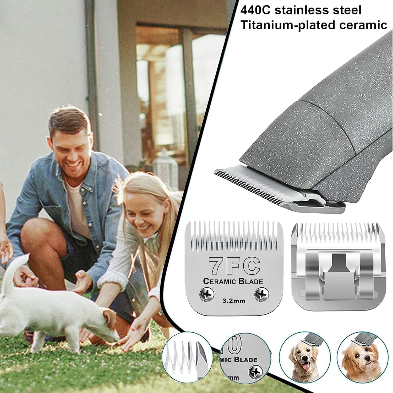 Lightweight 2PC Dog Clipper Blade Set - Sharp & Ambidextrous Design for Groomers