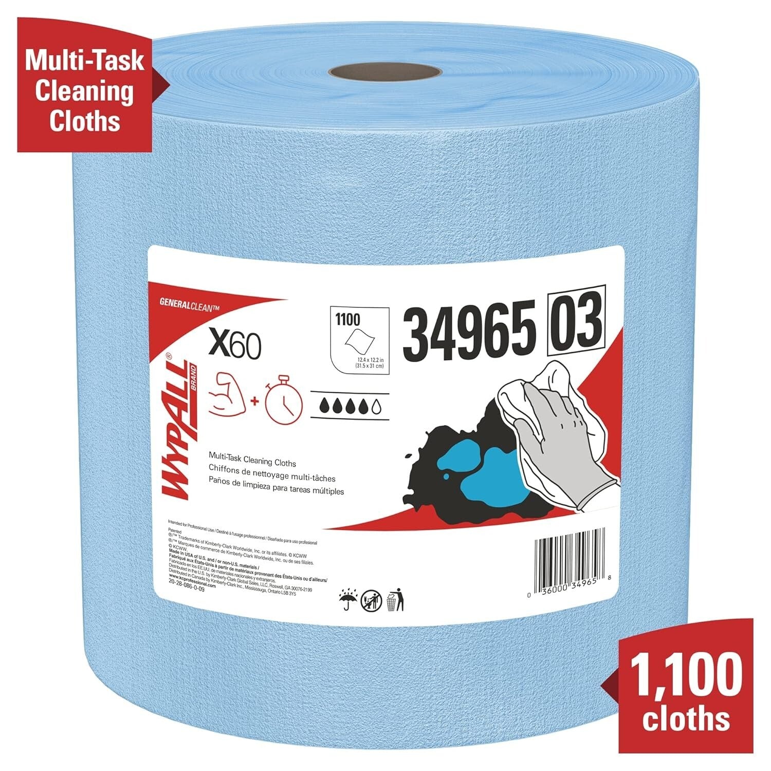Strong & Lightweight X60 Cloths - 1,100 Sheets of Perforated Cleaning Power
