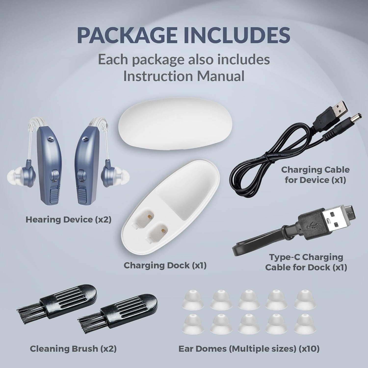 Rechargeable Digital Hearing Aids for Seniors - Behind The Ear Sound Amplifiers