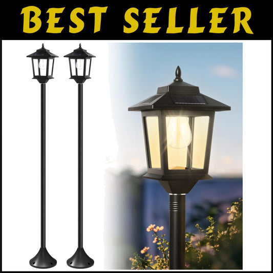 Decorative 63" Solar Pole Lights - Warm White Illumination for Outdoor Spaces