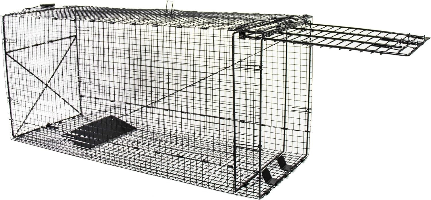 Durable 50 Inch Black Animal Trap - Capture Groundhogs, Coyotes Safely