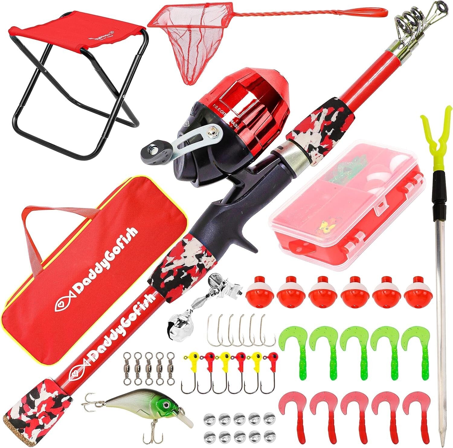 Spincasting Kids Fishing Rod with Loaded Tackle Box - Perfect Outdoor Set
