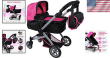 Load image into Gallery viewer, Lightweight Doll Stroller with Foldable Bassinet &amp; Swivel Wheels for Easy Travel