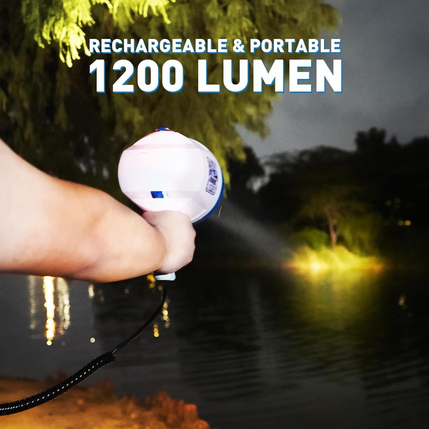 Portable 1200 Lumen Waterproof Handheld Spotlight with 12V Car Charger