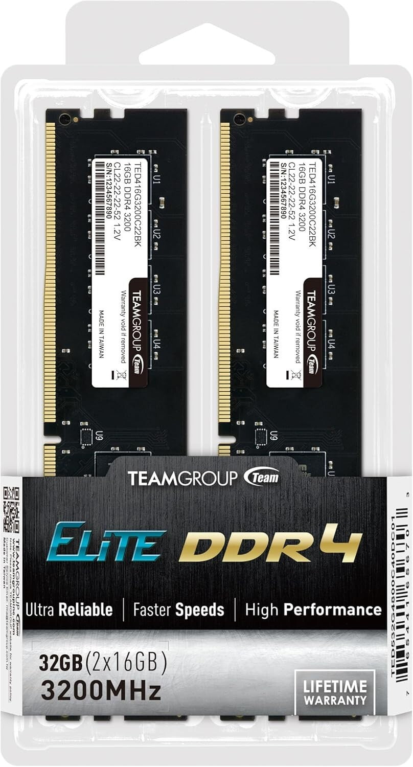 Elite 32GB DDR4 RAM Kit (2x16GB) 3200MHz for Powerful Desktop Upgrades
