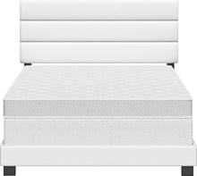 Load image into Gallery viewer, Contemporary Full Size Platform Bed Frame with Faux Leather Headboard - White