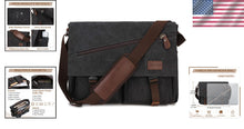 Load image into Gallery viewer, Water-Resistant Canvas Messenger Bag with Anti-Theft Design for 14-17" Laptops