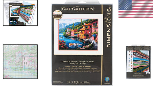 Golden Seaside Summer Village Advanced Counted Cross Stitch Kit - 15'' x 12''