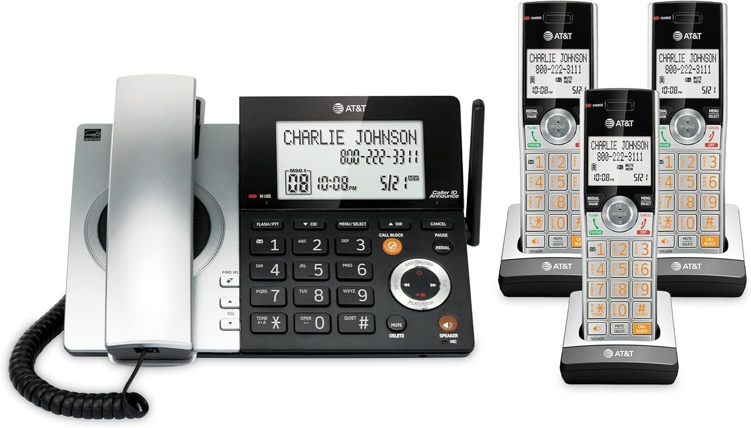 Dect 6.0 Expandable Phone Set with Digital Answering Machine & Intercom Feature