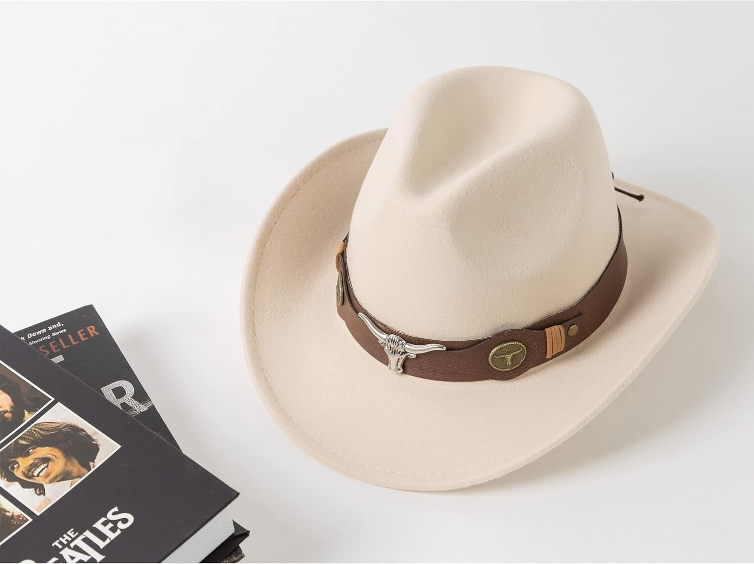 Chic 2 Pack Women's Western Style Hats with Faux Leather Band & Fashion Flair