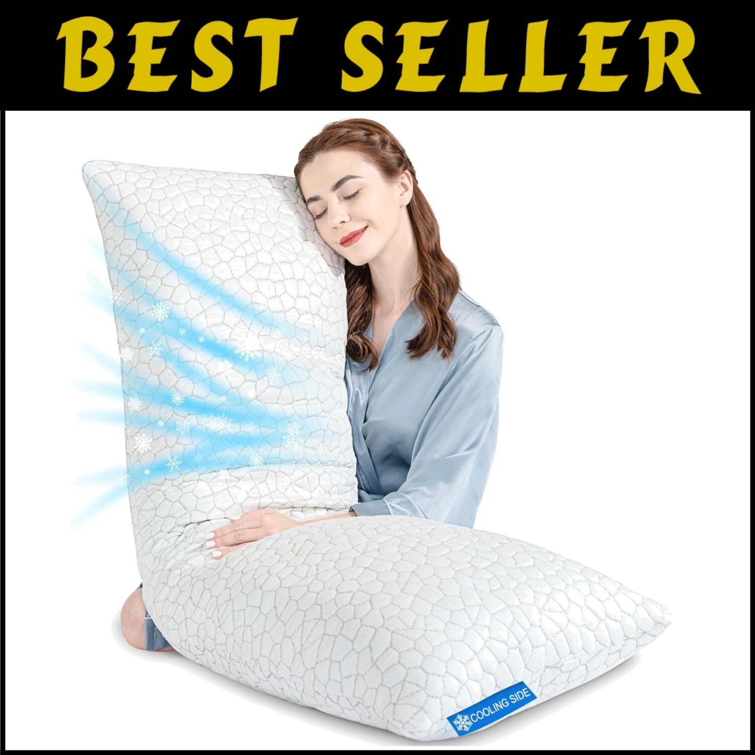 Luxurious Shredded Memory Foam Pillow with Cooling Cover for All Sleepers