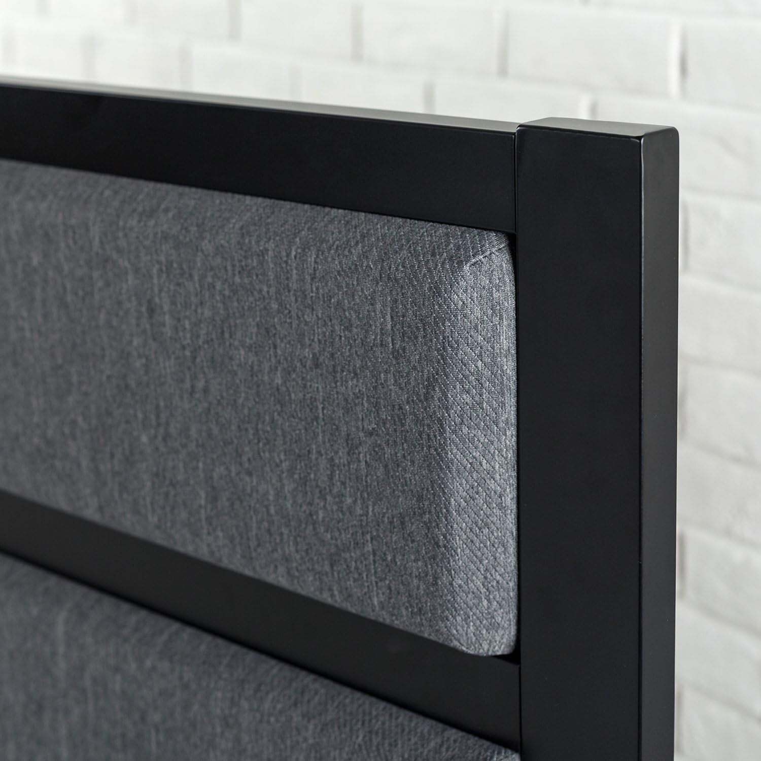 Elegant Queen Grey Upholstered Metal Headboard – Easy Assembly with Style