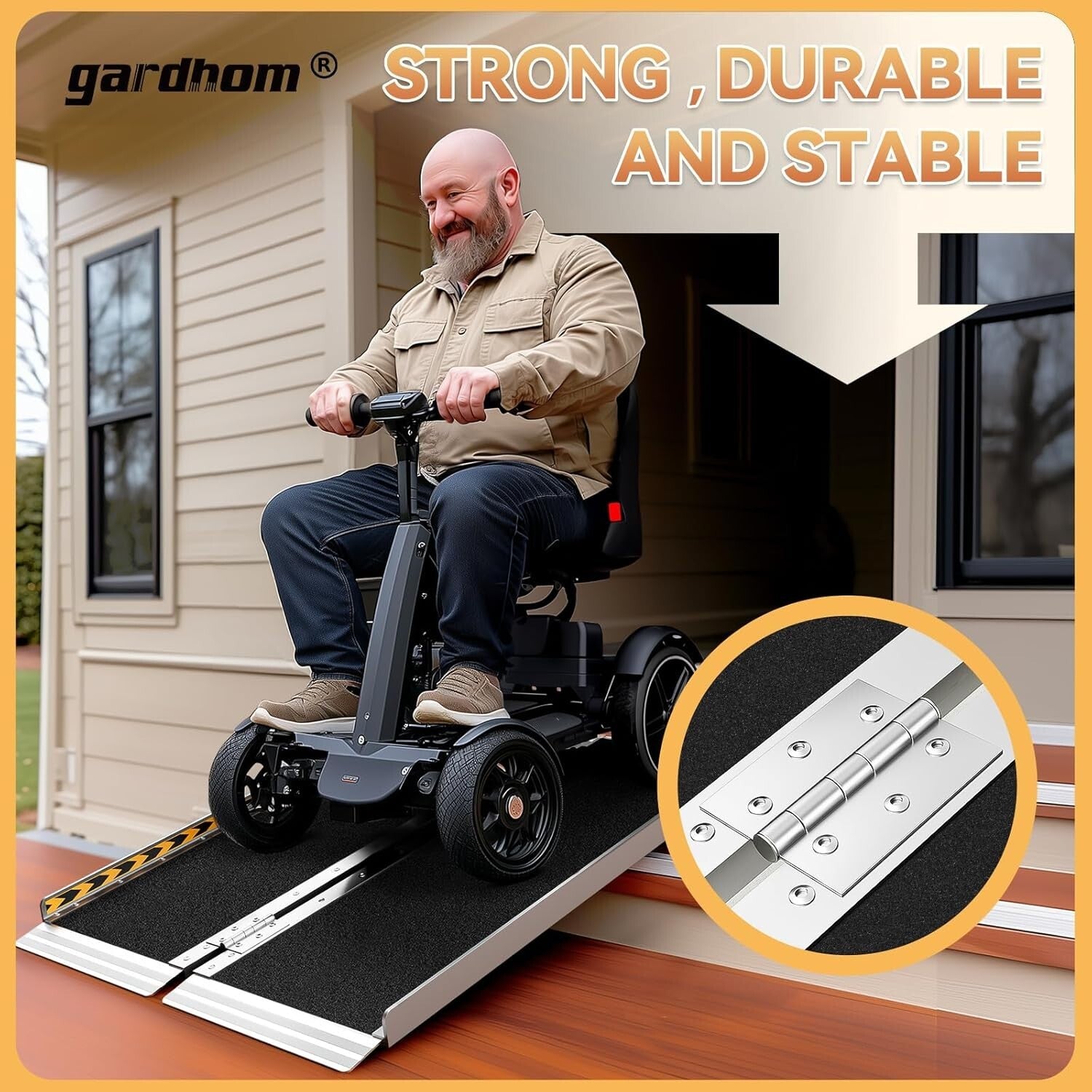 800Lbs Capacity Wheelchair Ramp - 4FT Aluminum, Foldable & Portable for Home Use
