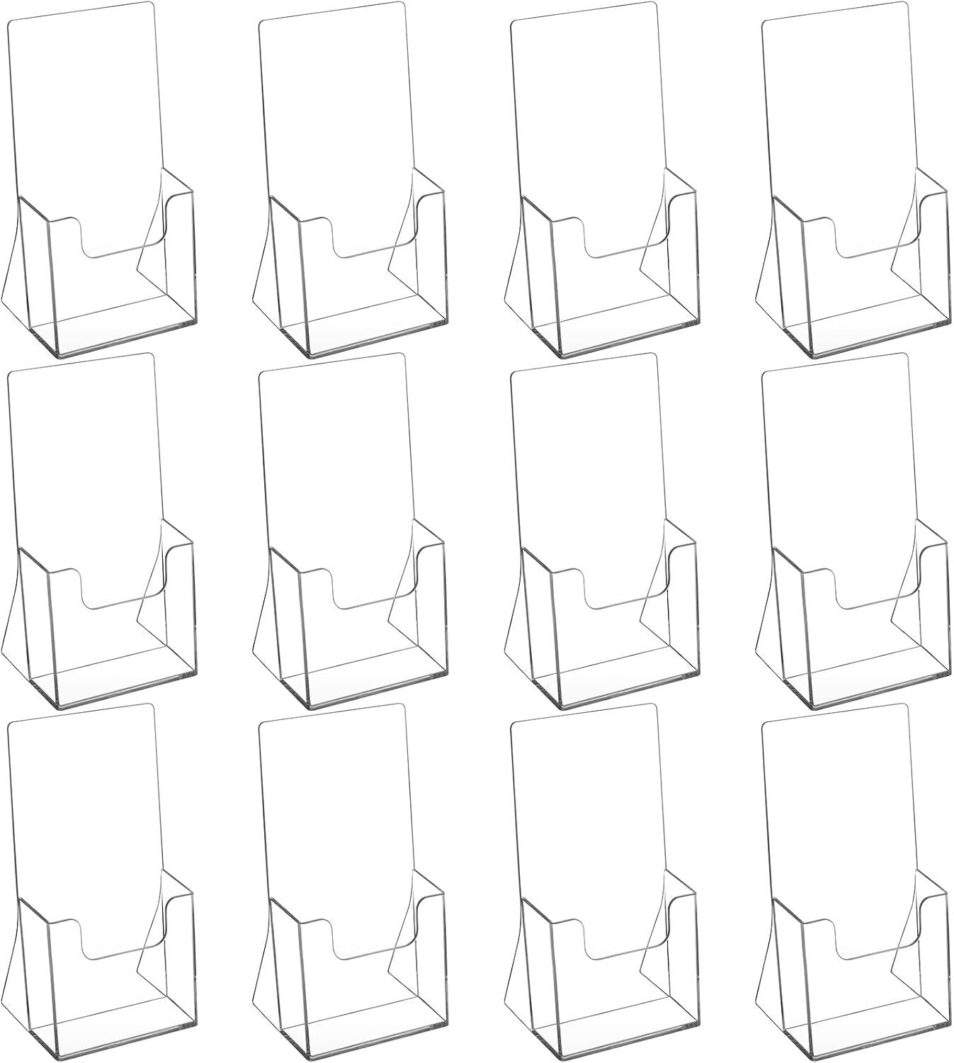 Durable Clear Acrylic Flyer Holders - 12 Pack, Slant Back for Standout Displays