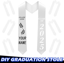 Load image into Gallery viewer, 70-Inch Graduation Stoles in Bulk - 12 Classic White Satin Sashes for Graduates
