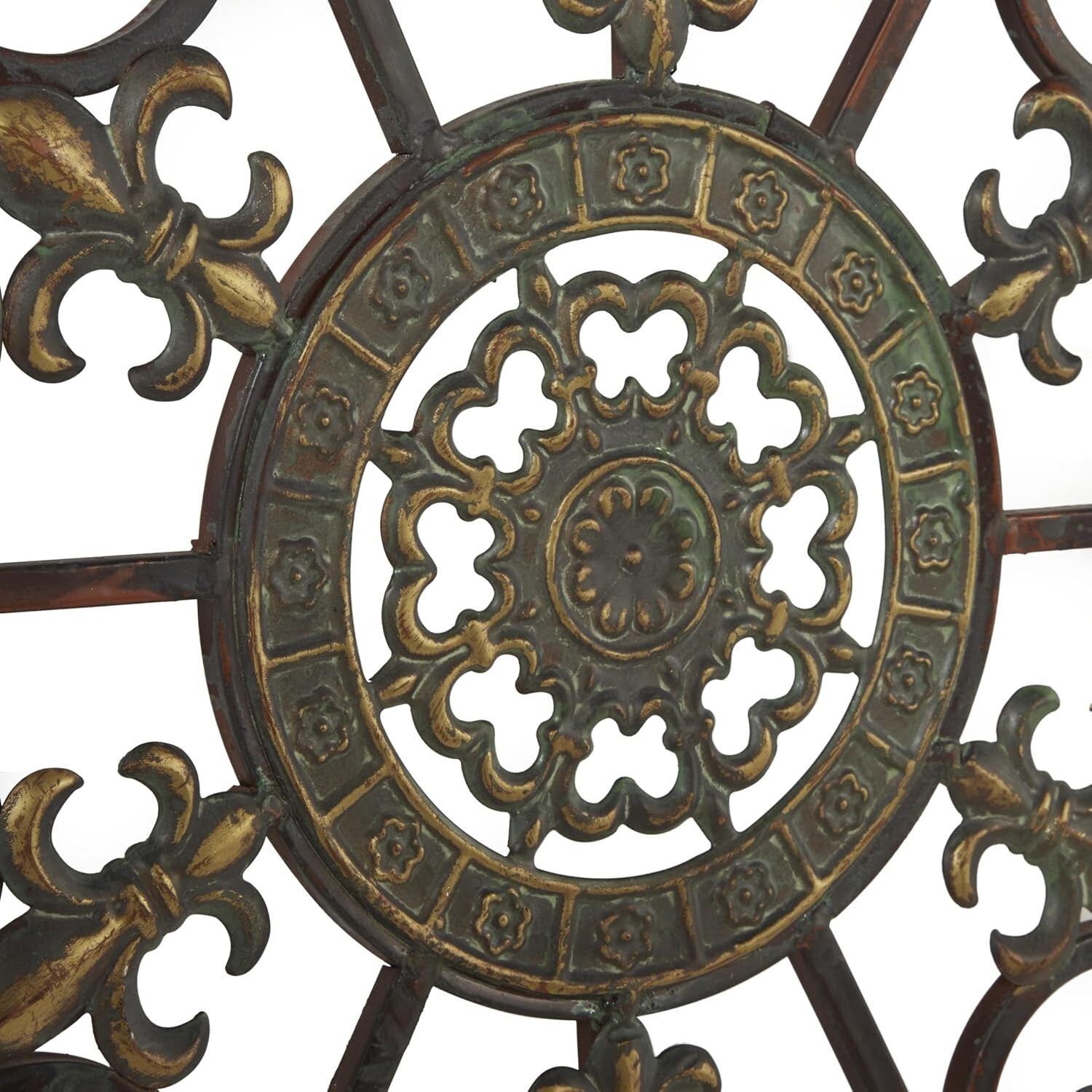 Antique-Inspired Metal Wall Decor - 29" Scroll Design for Living Rooms