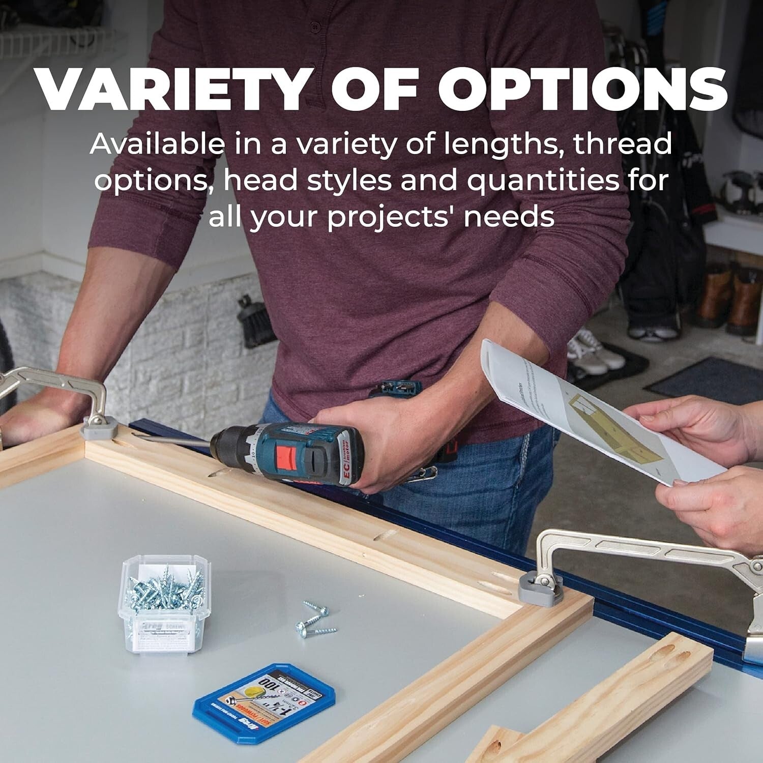 Self-Tapping Zinc Pocket Screws, 1 1/4 Inch - Ideal for Woodworking - 5000 Count